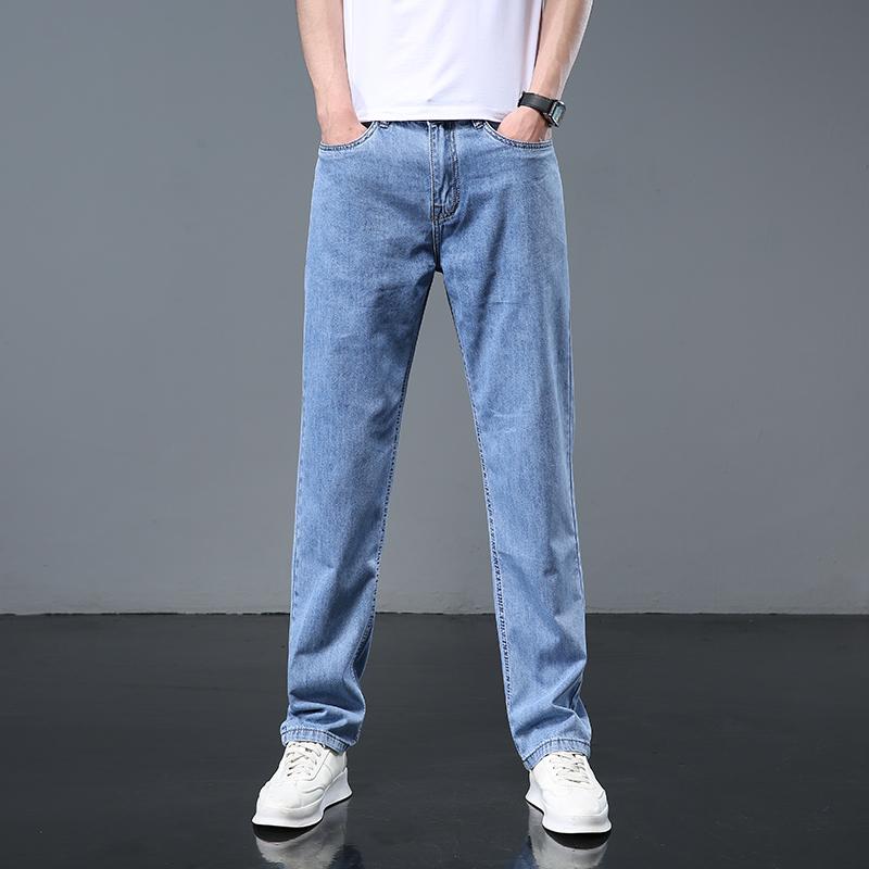 Men's Jeans 2021 Summer Mens Fabric Classic Style Loose Fit Straight Elastic Business Comfortable Pants Male Light Blue Black Trousers, Blue gray
Men's Jeans 2021 Summer Mens Fabric Classic Style Loose Fit Straight Elastic Business Comfortable Pants Male Light Blue Black Trousers, Blue gray