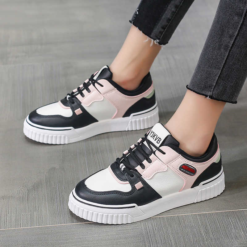 2021 Fashion Spring New All-match White Shoes Female Students Platform Street Shot Women's Flat Y0907