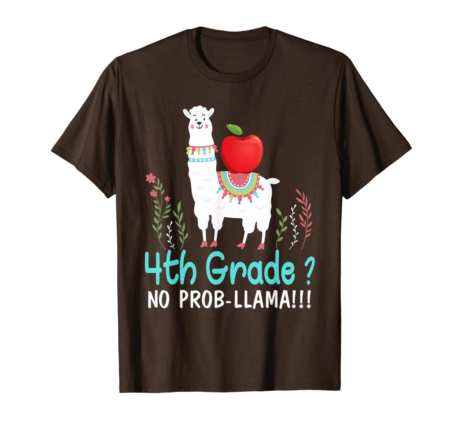 llama back to school 2019 4th grade teacher gifts t-shirt, White;black