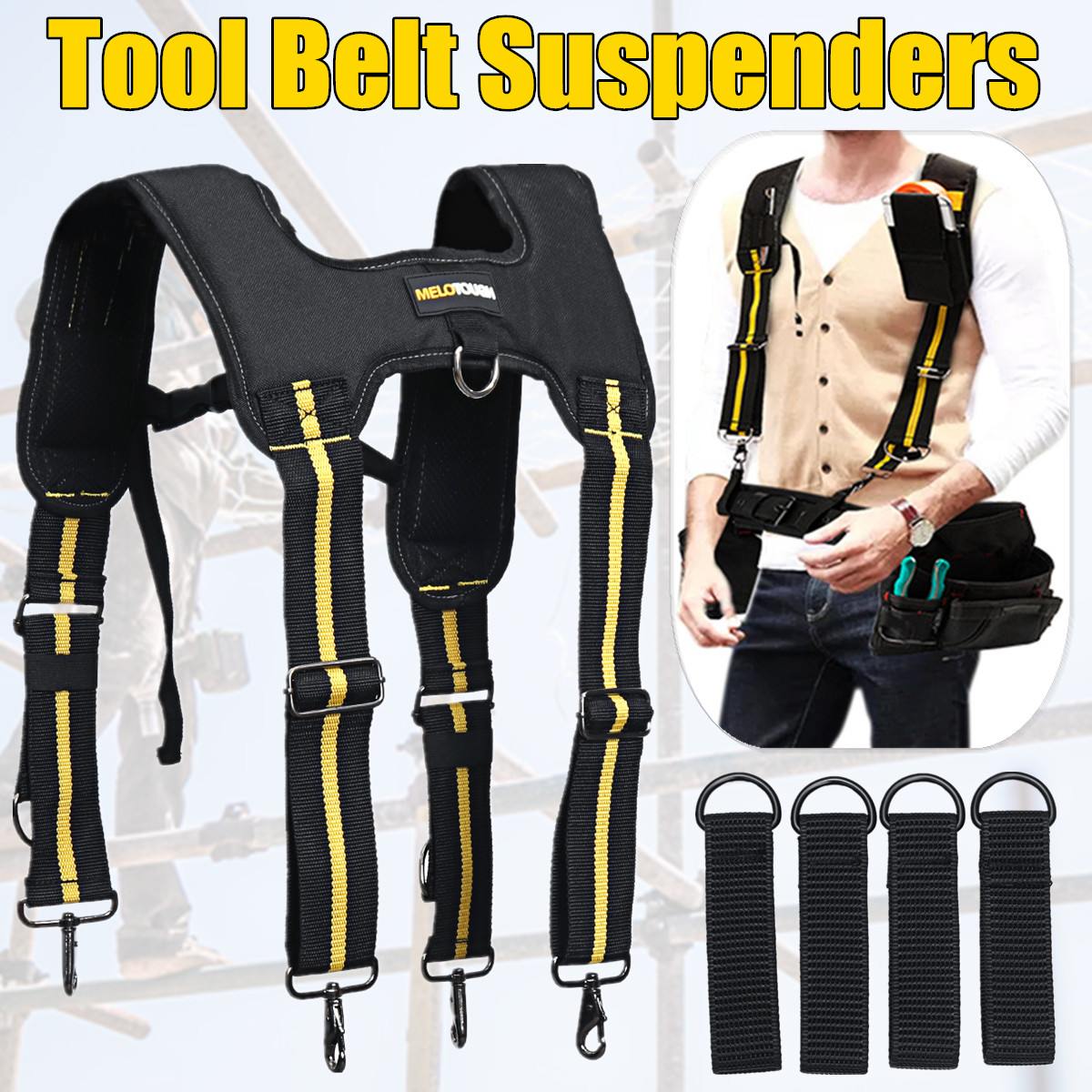 htype design suspenders heavy duty work tool belt suspenders men with 4 support loops for reducing waist weight tool pouch