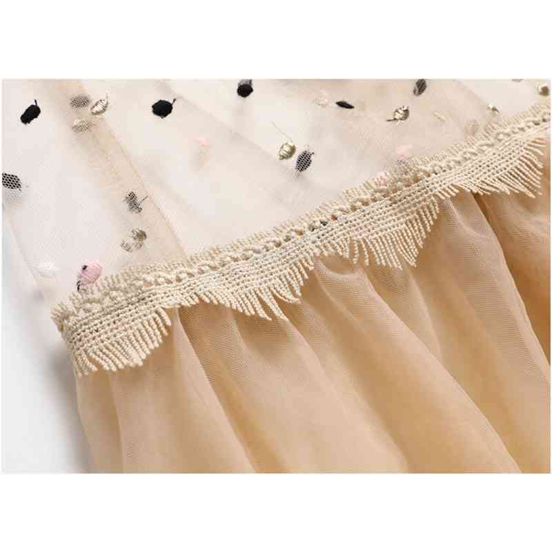 Summer Fashion Runway Party Dress Women Lace Mesh Flowers Embroidery Ladies Vintage Midi es Vestidos 210520