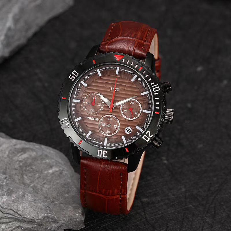 Brand Watch Men TISS 1853 Multifunction style Leather Strap quartz wrist Watches Small dials can work TT52, Slivery;brown
Brand Watch Men TISS 1853 Multifunction style Leather Strap quartz wrist Watches Small dials can work TT52, Slivery;brown