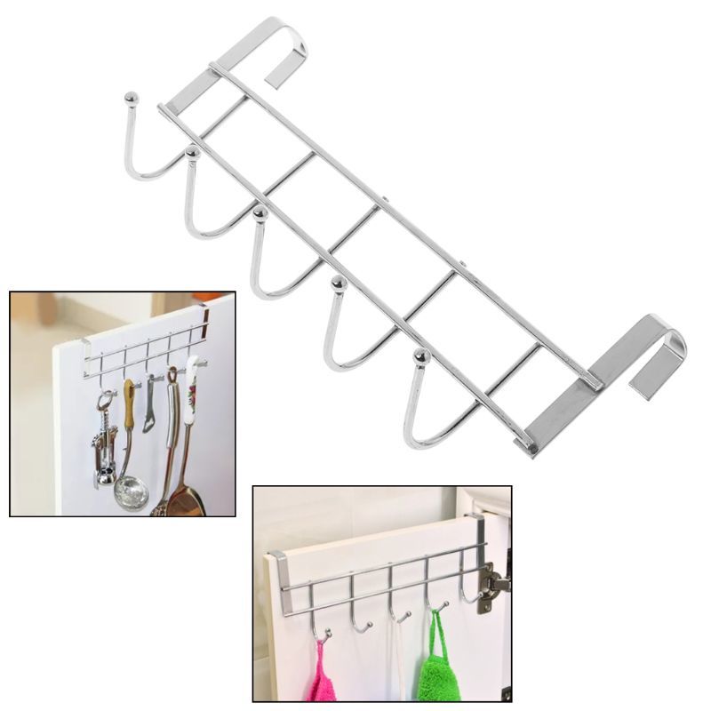 5 Hooks About Door Clothing Hanger Rack Box Door Loop Houder Plank For Home Bathroom Kitchen