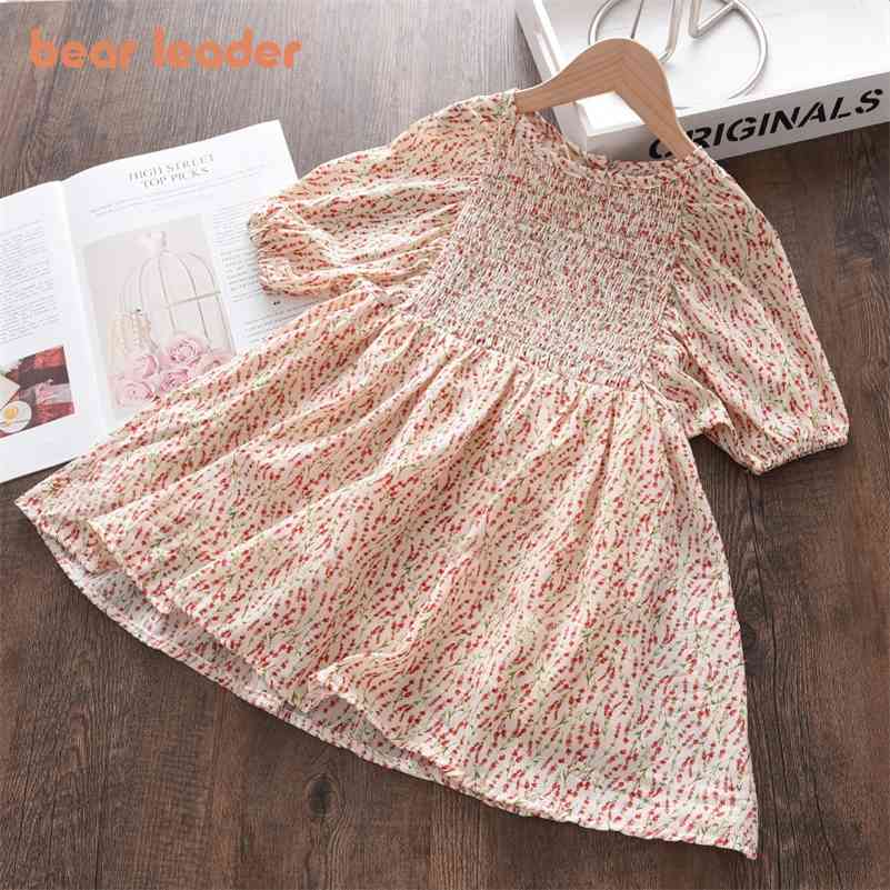 

Bear Leader Baby Girls Summer Casual Dresses Fashion Kids Girl Flowers Vestidos Children Princess Party Ruched Costumes 3-7Y 210708, Ah5135pink