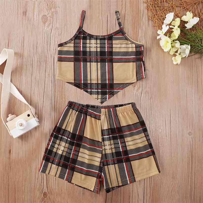 Summer Children Sets Casual Strap Plaid Tops Bodycon Shorts 2Pcs Girl Boys Clothes 210629, Khaki
Summer Children Sets Casual Strap Plaid Tops Bodycon Shorts 2Pcs Girl Boys Clothes 210629, Khaki