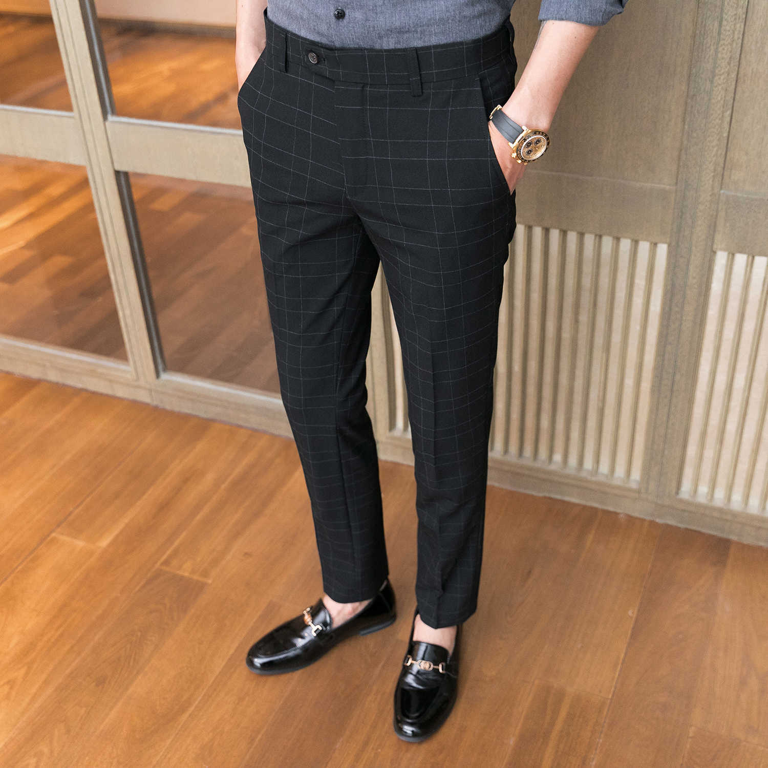 Black Gray Palid Suits Pants Men Formal Business Dress Pants Spring Summer Ankle Length Office Social Wedding Casual Trousers 210527
Black Gray Palid Suits Pants Men Formal Business Dress Pants Spring Summer Ankle Length Office Social Wedding Casual Trousers 210527