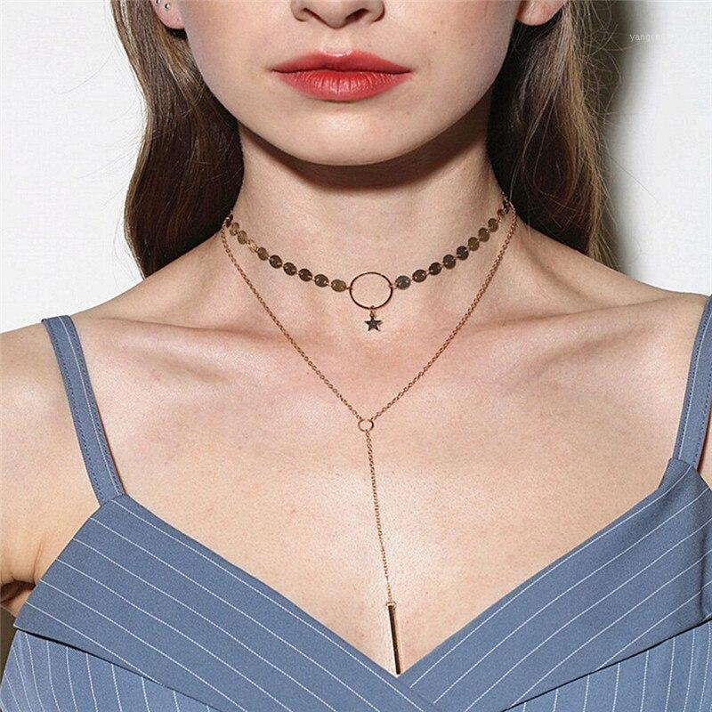Gold Silver Color Sequins Long Tassel Star Choker Necklace Accessories For Women Jewelry Double Layer 1Pc Chains
Gold Silver Color Sequins Long Tassel Star Choker Necklace Accessories For Women Jewelry Double Layer 1Pc Chains