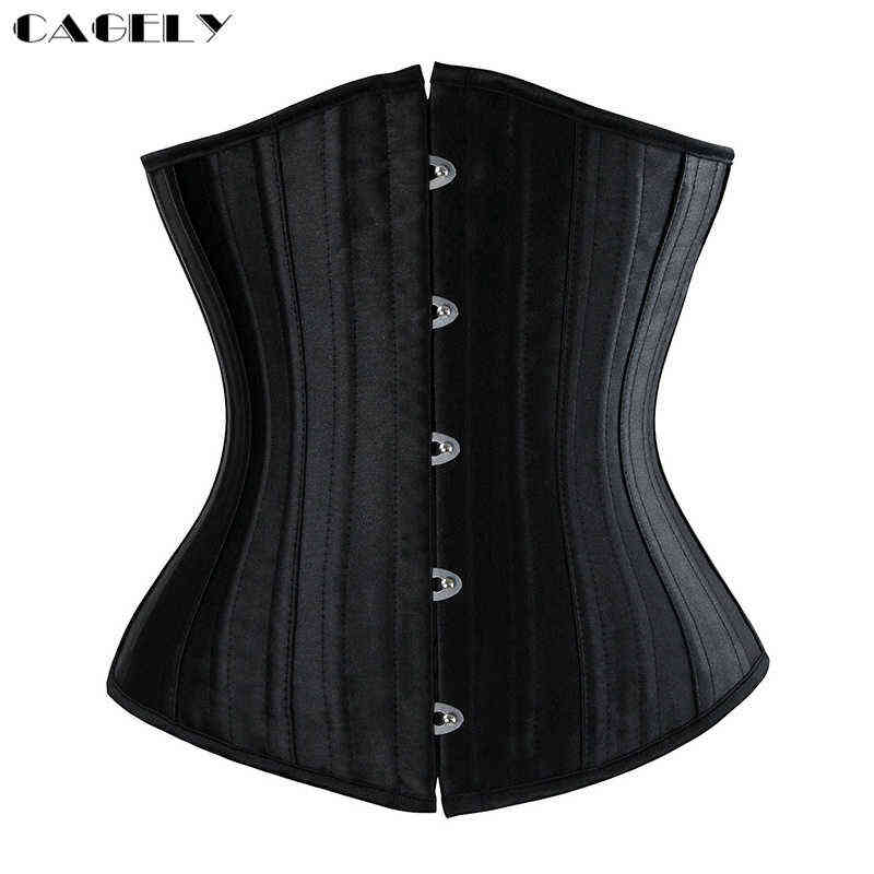 26 Spiral Steel Boned Corset Waist Trainer Cincher Bustier Top Busk Corselet Sexy Lacing-up Clothing Slimming Underwear Lingerie 211112
