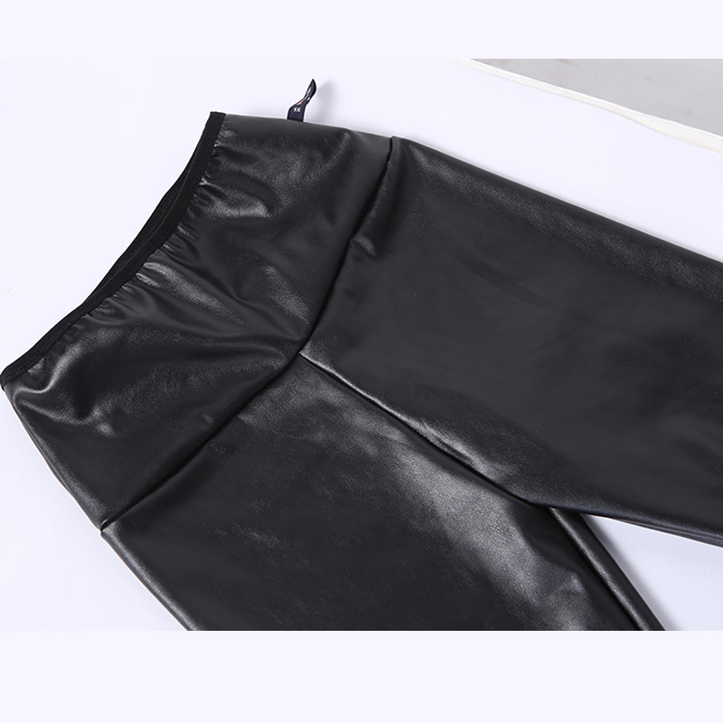 High Waist Thicken Pants Female Long Pu Leather for Women Korean Style Black Leggings Skinny Trousers 11466 210427