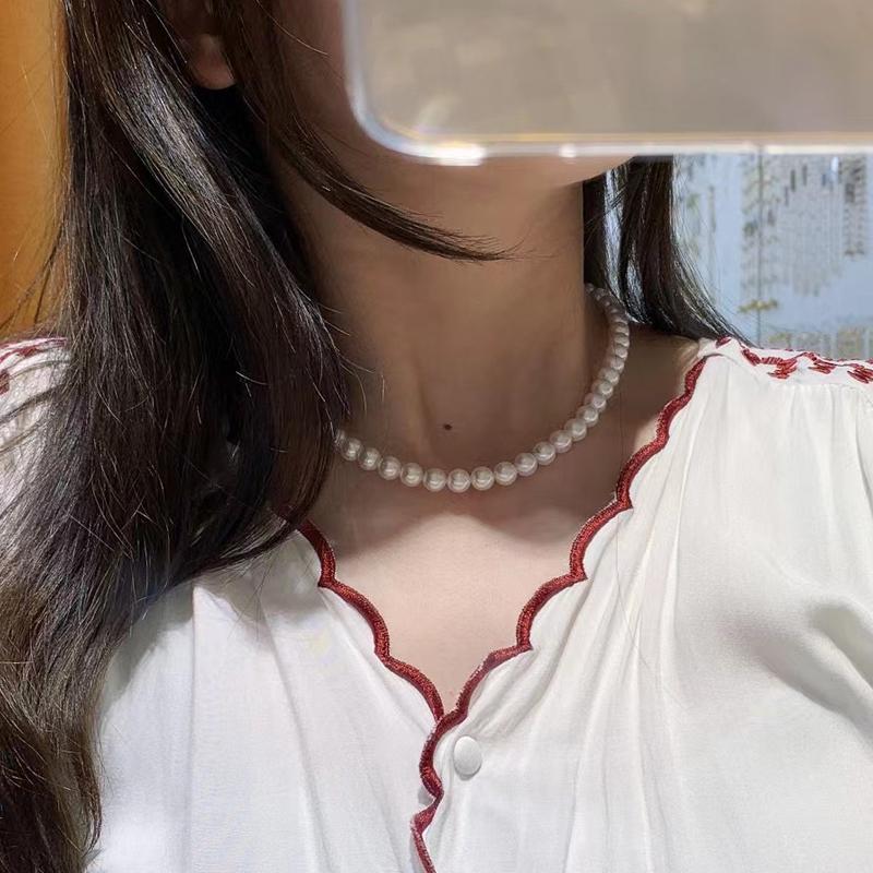 Chains HENGSHENG Pearl Necklace Fine Jewelry Round 6.5-7mm Nature-Ocean Akoya White Pearls Necklaces For Women Birthday Presents, Silver
Chains HENGSHENG Pearl Necklace Fine Jewelry Round 6.5-7mm Nature-Ocean Akoya White Pearls Necklaces For Women Birthday Presents, Silver