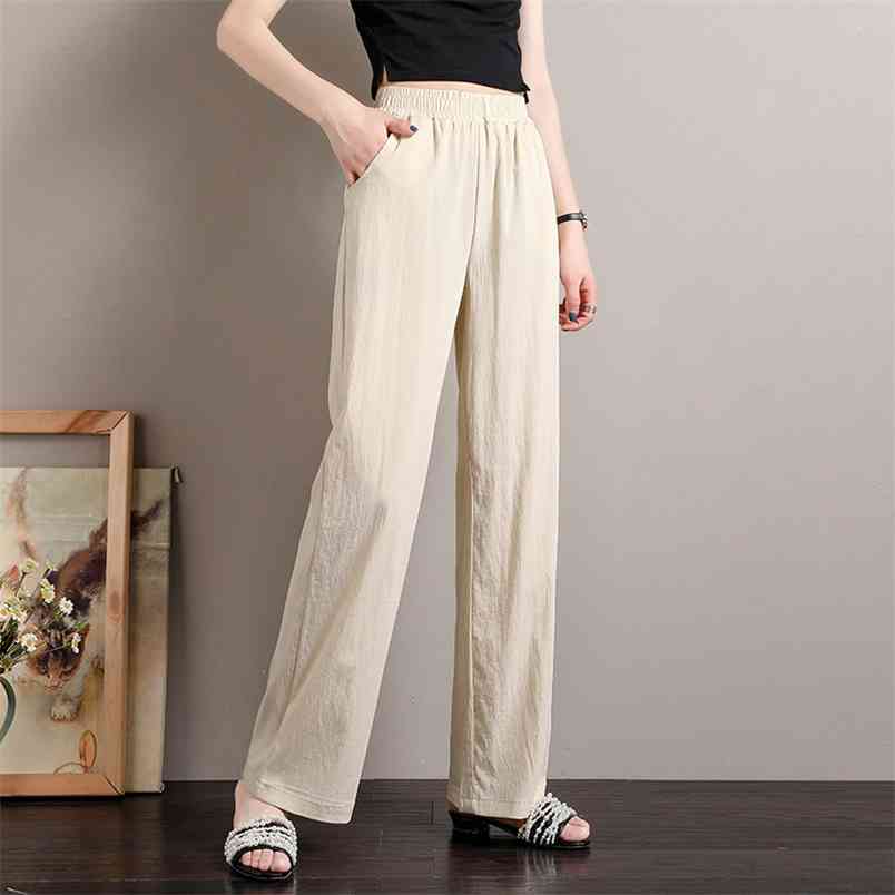 Female Summer Thin Section Breathable Trousers Black Elastici Waist Wide Leg Pants Ankle-Length Loose Casual Plus Size 210604, Apricot
Female Summer Thin Section Breathable Trousers Black Elastici Waist Wide Leg Pants Ankle-Length Loose Casual Plus Size 210604, Apricot