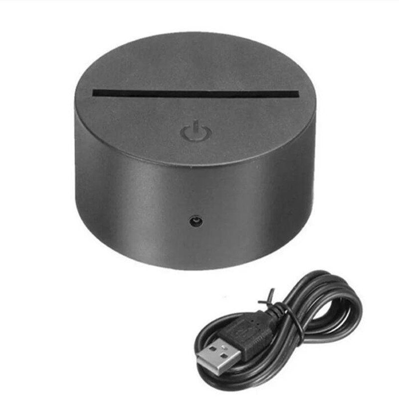 2 pcs Black Acrylic 3D LED Lamp Base Table Night Light Bases LEDs 7 Color-Adjust ABS USB Remote Control Lighting Accessories Home Decor
