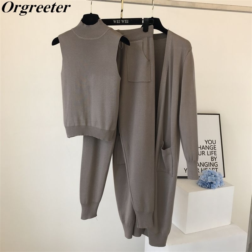 Sale INS Fashion Women Knitted Long Cardigans Coat Turtleneck Tank Top Pants 3PCS Sets Female 6 Colors Choose 210602, Gray
Sale INS Fashion Women Knitted Long Cardigans Coat Turtleneck Tank Top Pants 3PCS Sets Female 6 Colors Choose 210602, Gray