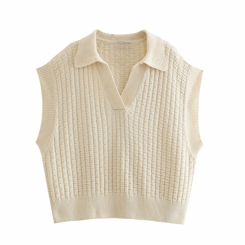 Oversize Women Crochet V Neck Sweater Spring-autumn Fashion Ladies Tweed Hedging Female Vintage Broad shoulders Vest 210515