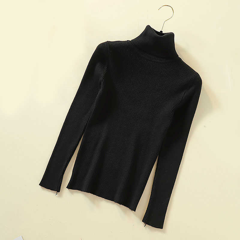JMPRS Turtleneck Women Knitted Pullovers Sweater Fashion Autumn Winter Soft Jumper Korean Slim Long Sleeve Girls Basic Tops 211011Z