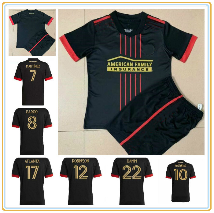 22 Atlanta 21 United FC Soccer Jersey Player Version MORENO MARTINEZ BARCO ROBINSON football shirts VILLALBA 2021 2022 Men kids set maillots, Black