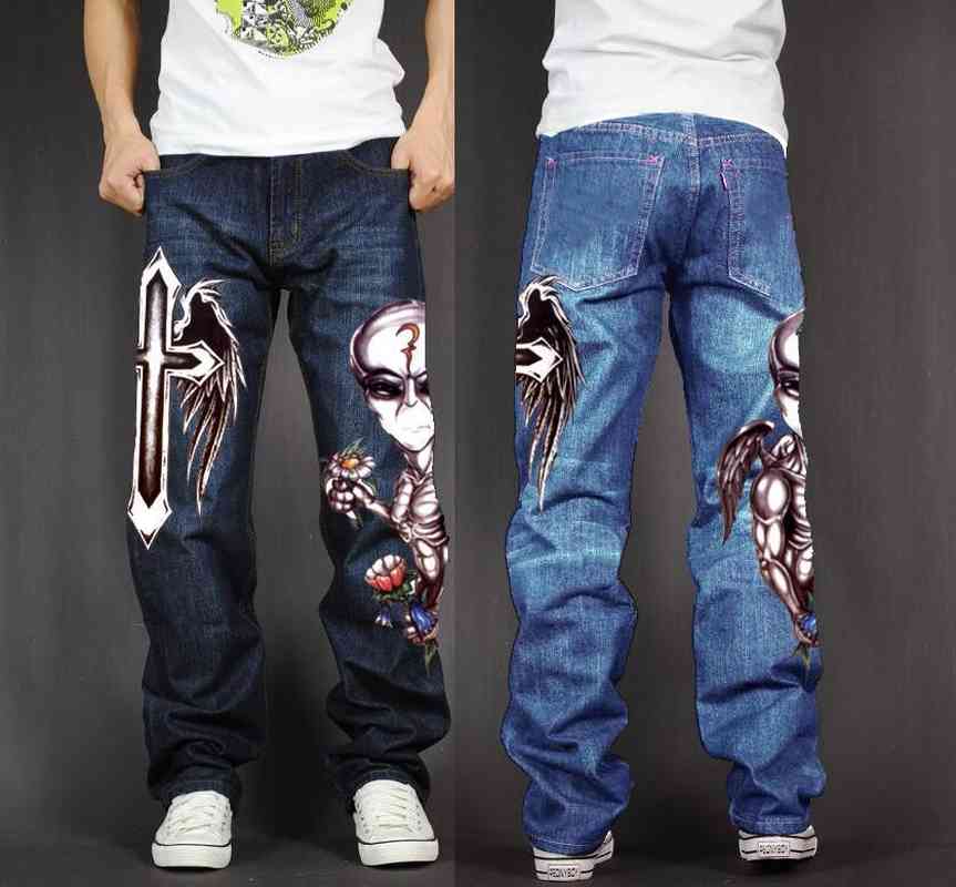 fashion jeans men's long pants baggy loose fit rap hip hop skate denim print trousers straight stretch casual skull cross, Blue
fashion jeans men's long pants baggy loose fit rap hip hop skate denim print trousers straight stretch casual skull cross, Blue