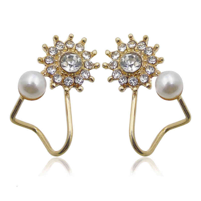 Charms Ear Stud Clip Rings Japan and South Korea Daisy Flower Back Hanging Horse Eye Branches Snow