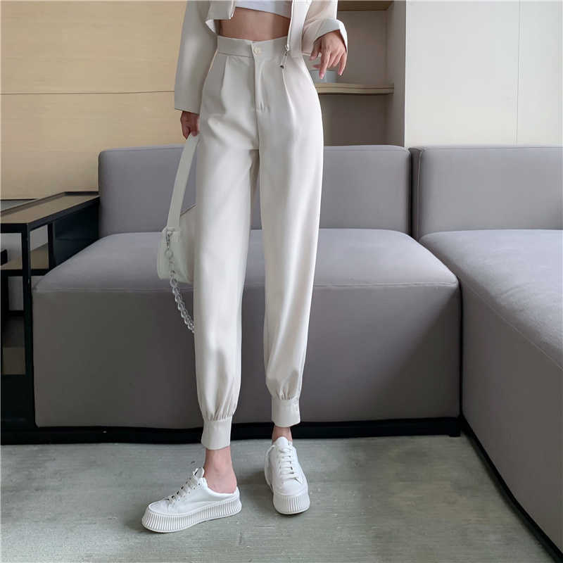 vetement femme Casual Two Piece Set Women Crop Top Vintage Blazers Coat & Pants Suits 2 piece sets outfits clothing 210930