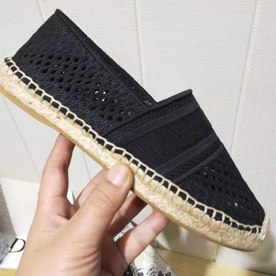Femmes espadrille robe chaussures découpes k maillée en coton brodé de coton designer Lady Lady Star Star Sole Sole Loafer plat