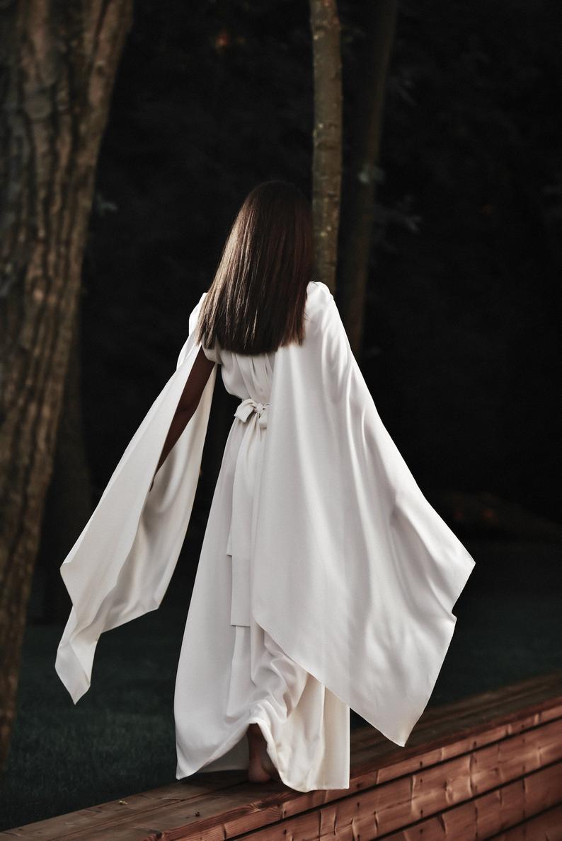 2021 white Kimono Women Sleepwear Wraps V Neck Shawl Ribbon Bathrobe Sheer Nightgown Robe Prom Maternity Dress Photography