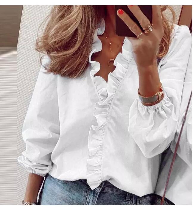 Blouse Shirts Office Lady 2021 Spring Summer Print Long Sleeve Ruffle Women Blouses Sexy V-neck pullover Tops, Style1
Blouse Shirts Office Lady 2021 Spring Summer Print Long Sleeve Ruffle Women Blouses Sexy V-neck pullover Tops, Style1