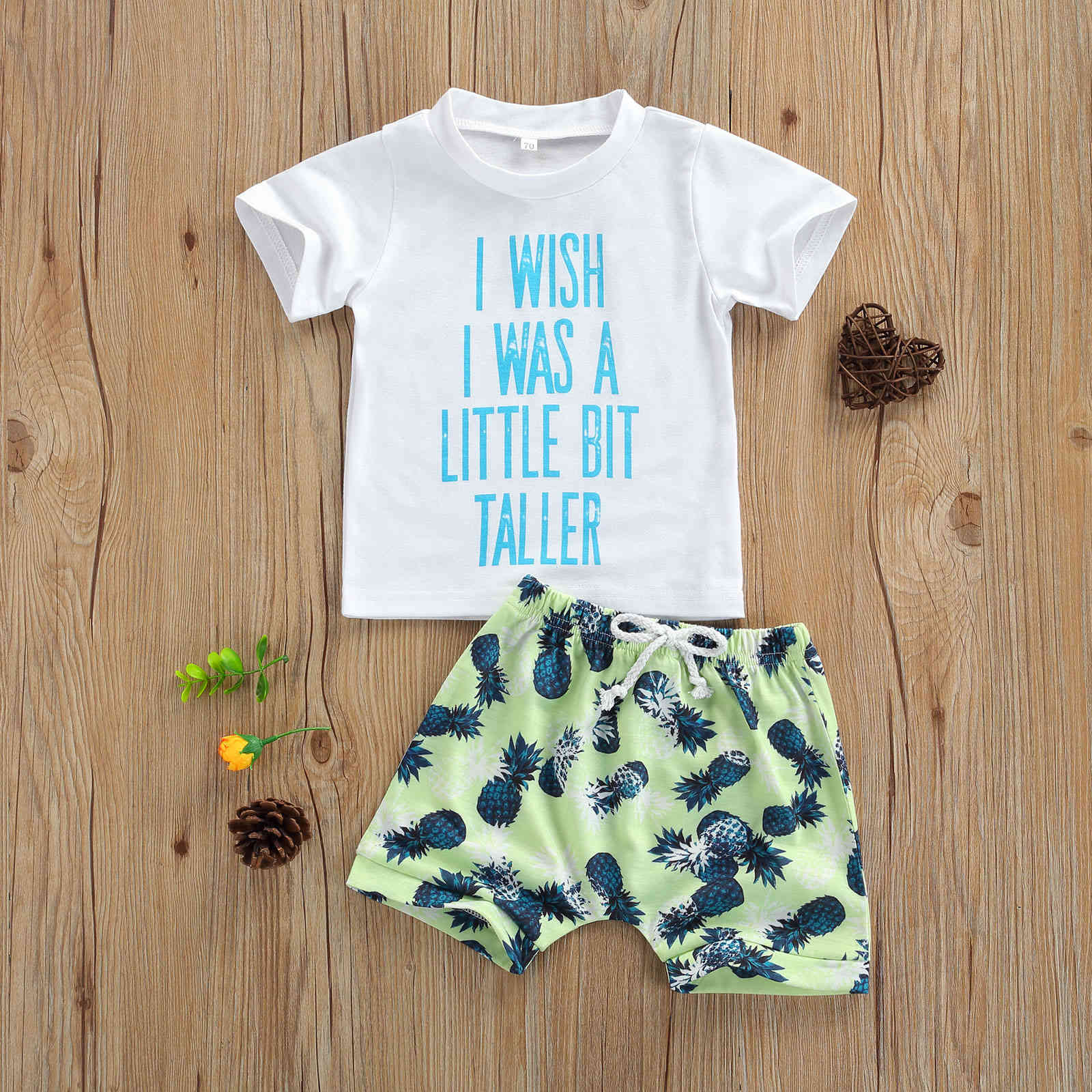 0-3Y Summer Toddler Baby Boy Clothes Set Letter Short Sleeve T shirt Pineapple Pants Beach Holiday Costumes 210515
