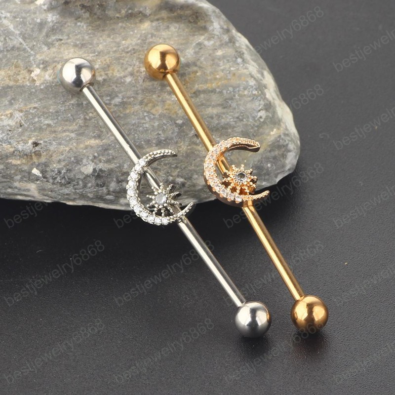 Barbell Earring Cartilage Stainless Steel 38mm 1 1/2 inch Industrial Bar Body Piercing Jewelry for Women