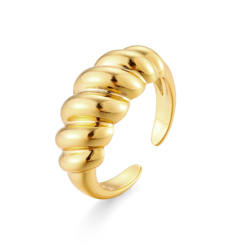 Cluster Rings Wholesale Jewelry Threaded Open Ring For Women Korean Croissant Twist Copper Hypoallergenic Gift Year