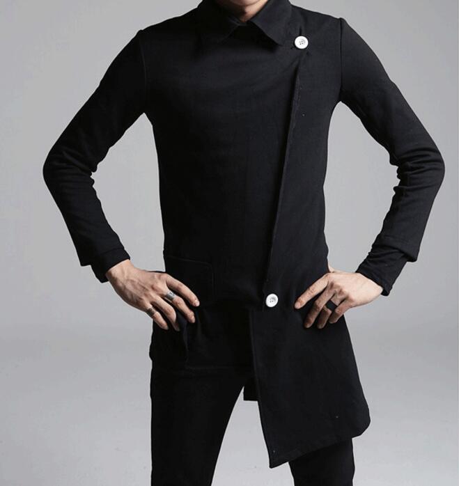 M-5XL / Spring Men's Fashion Personality High Collar Bottoming Shirt Nightclub Hair Stylist Slim Long Sleeves Casual Shirts
