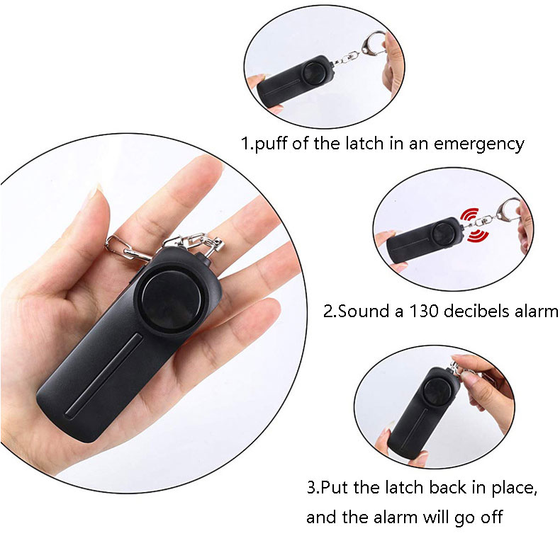 130db Safe Sound Personal Alarm Keychain Bright LED Light Self_Defense Emergency Alert Key Ring For Women Children