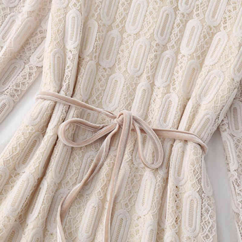 Arrival Spring Lace Dress Fashion Vintage Long Sleeve Ruffles Long Dress Elegant Slim Women Evening Party Dresses 210521