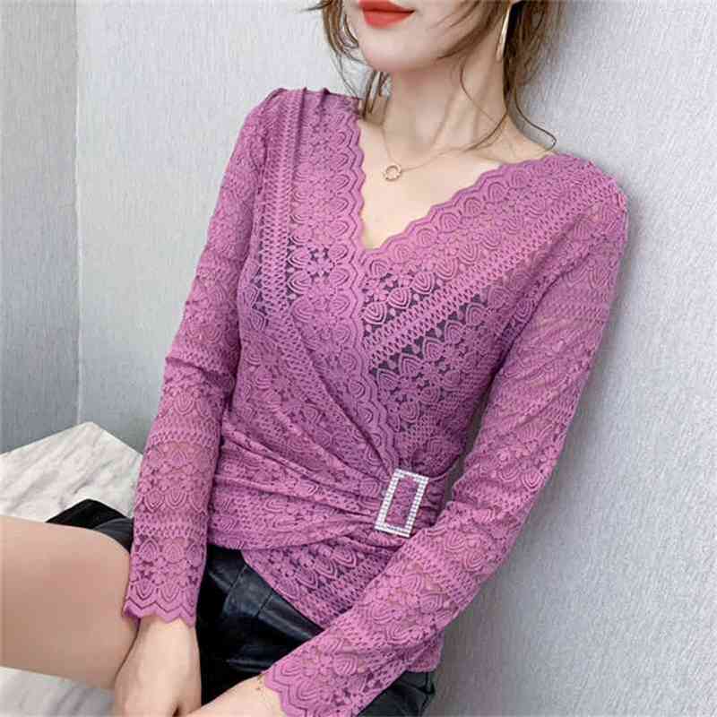 Autumn Elegant Lace blouse shirt Long-sleeved Sexy V-neck Tops fashion Women clothing 210517, Purple
Autumn Elegant Lace blouse shirt Long-sleeved Sexy V-neck Tops fashion Women clothing 210517, Purple