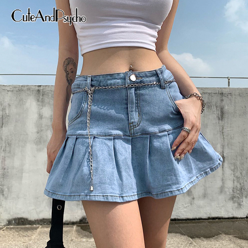 Y2K Women Jeans Skirts High Waist Pleated Skirts Zipper Mini Skirts Summer Fashion Streetwear Bottom Skinny Cuteandpscho, Blue
Y2K Women Jeans Skirts High Waist Pleated Skirts Zipper Mini Skirts Summer Fashion Streetwear Bottom Skinny Cuteandpscho, Blue