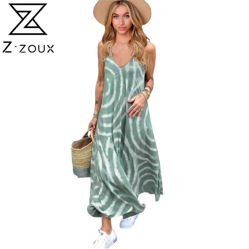 Women Dress Sleeveless V-neck Striped Bohemian Dresses For Plus Size Sexy Black Blue Long Girls Summer 210513
