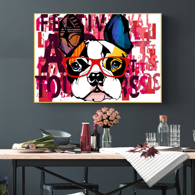 Graffiti Abstract Animal Posters Canvas Painting Funny Dog Pictures Canvas Prints Wall Art For Living Room Modern Home Decor