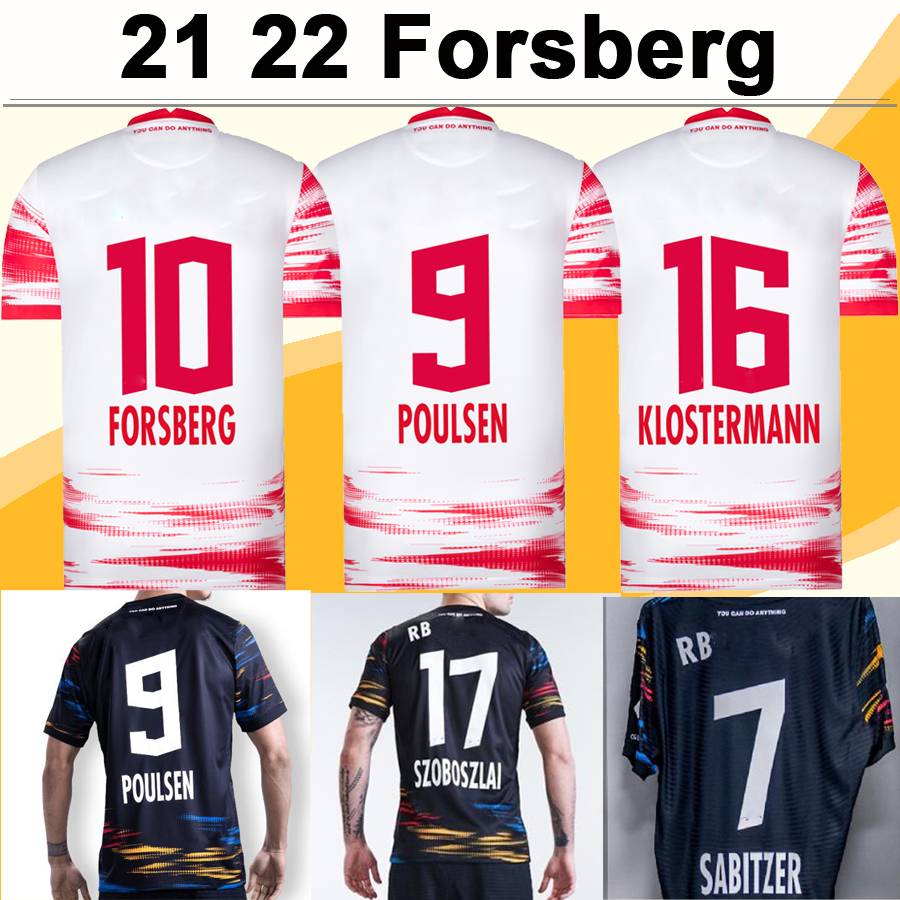 21 22 FORSBERG KLOSTERMANN Mens Soccer Jerseys RBL SABITZER POULSEN HALSTENBERG OLMO ADAMS HEE CHAN LAIMER Home Away 3rd Football Shirt, Qm258 2021 home bundesli.. patch