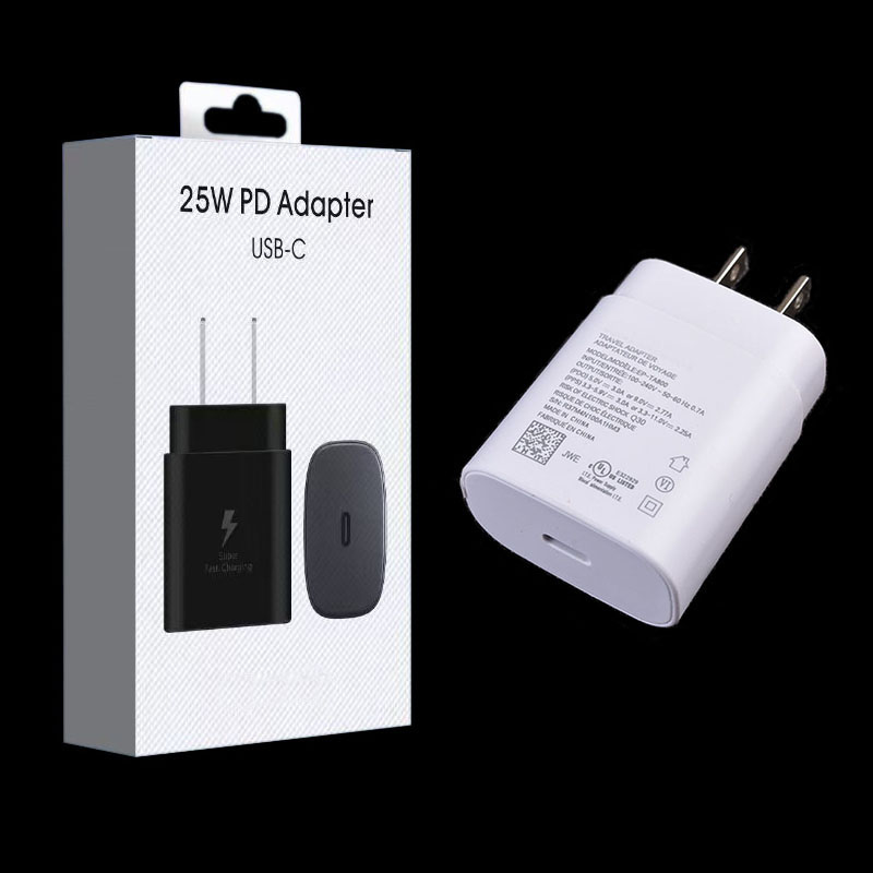 

With Retail Box OEM Quality Type-C Chargers Note 10 USB C Fast Charging EU US Quick Charger Adapter PD 20W Power Wall Plug 25W for Samsung Galaxy Note10 S10 S20 S21 EP-TA800
