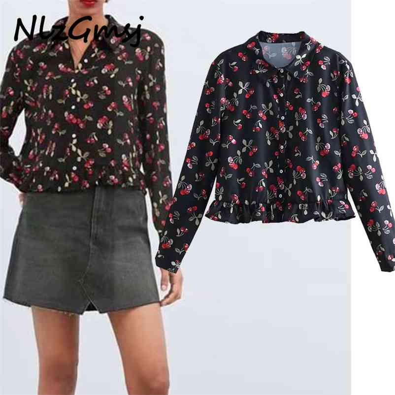 Blouse Womens Cherry Blouses Turn Down Collar Ladies Ruffles Blusas Loose Female Spring 210628, As picture
Blouse Womens Cherry Blouses Turn Down Collar Ladies Ruffles Blusas Loose Female Spring 210628, As picture