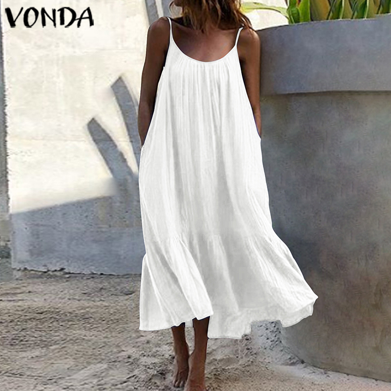 Bohemian Sundres Women Dress 2021 VONDA Summer Sleeveless Maxi Long Dress Beach Holiday Casual Loose Robe Plus Size Vestidos, A-white
Bohemian Sundres Women Dress 2021 VONDA Summer Sleeveless Maxi Long Dress Beach Holiday Casual Loose Robe Plus Size Vestidos, A-white