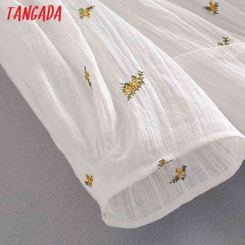Women Retro Embroidery Romantic Summer Blouse Long Sleeve Chic Female Shirt Tops 3H99 210416