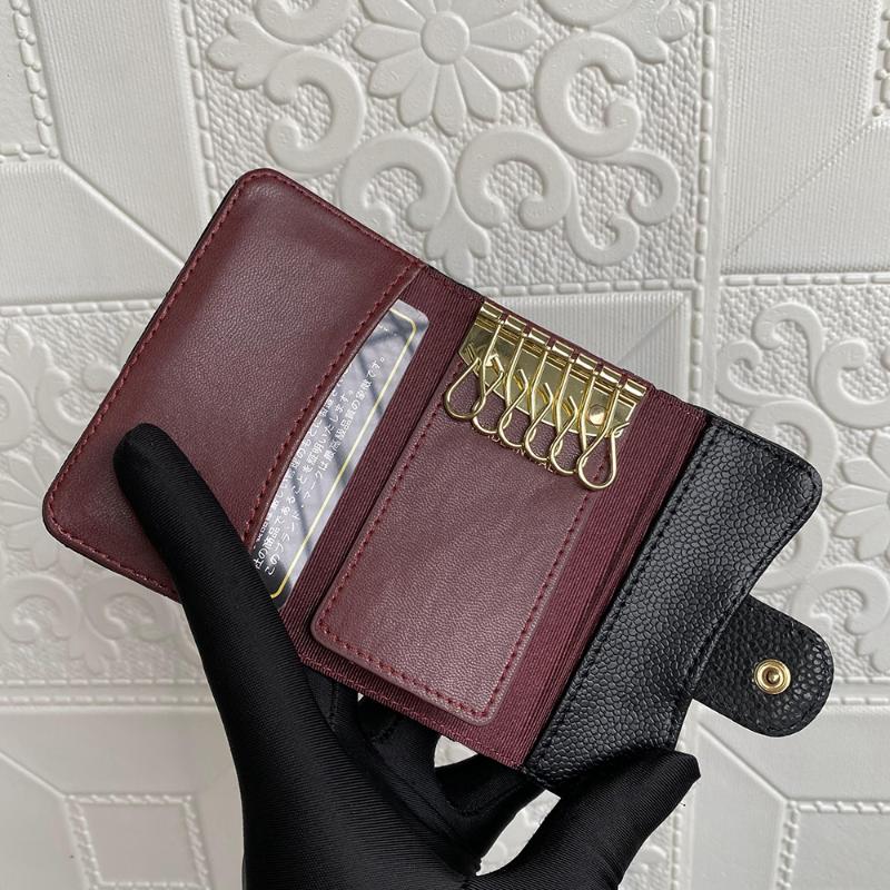 Card Holders Caviar Leather Key Case Female Clamshell Chain Ball Grain Cowhide Male High Quality Designer 21