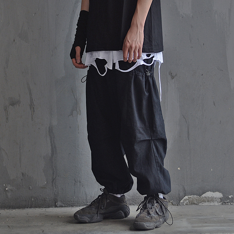 pants trousers wide legged overalls men's kanye high street trendy elastic waist hip hop loose necked capris, Black
pants trousers wide legged overalls men's kanye high street trendy elastic waist hip hop loose necked capris, Black