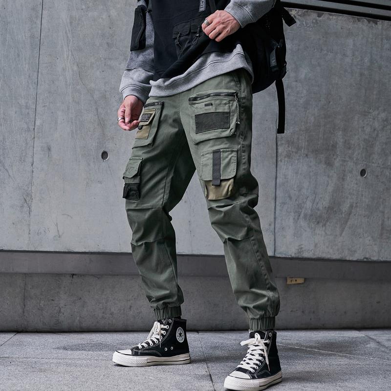 Men's Pants 2021 Mens Cargo Men Fashion Black Baggy Joggers Korean Style Hip Hop Japanese Streetwear Trousers For
