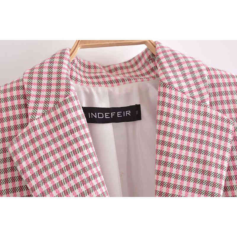 Women Two Pieces Set Checkered Blazers and Shorts Suit Fashion Casual Chic Lady Outfits & suit 210517