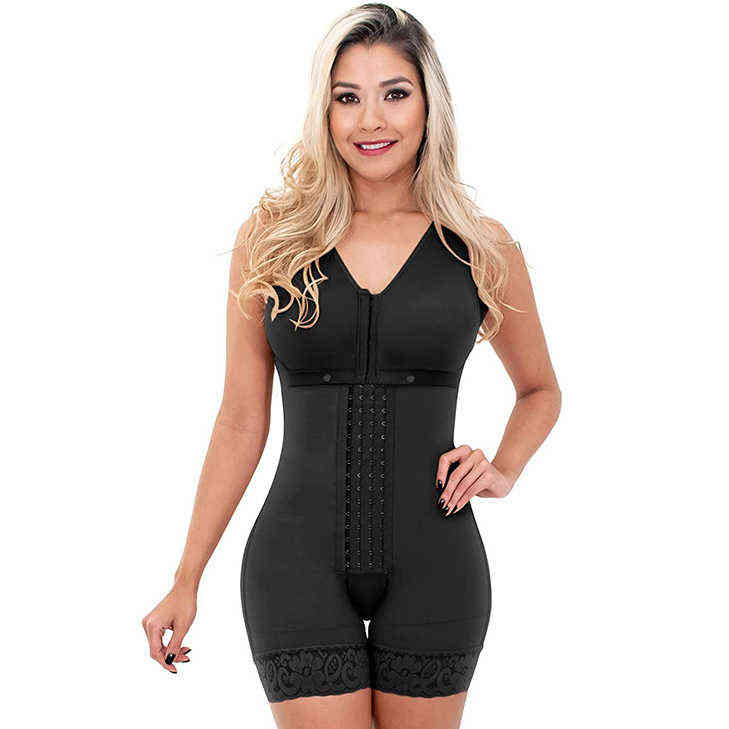 Butt Lifter Slimming Shapewear Full Body Shaper Post Liposuction Girdle Corset Tummy Control Faja Waist Shaper Open Crotch Firm 211112