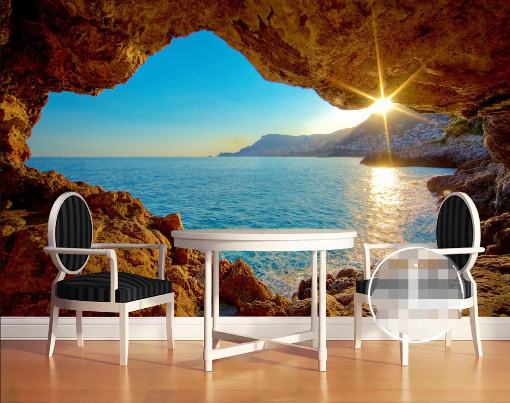 Custom wallpaper mural seascape reef sunset landscape background wall home decoration living room bedroom 3d wallpaper