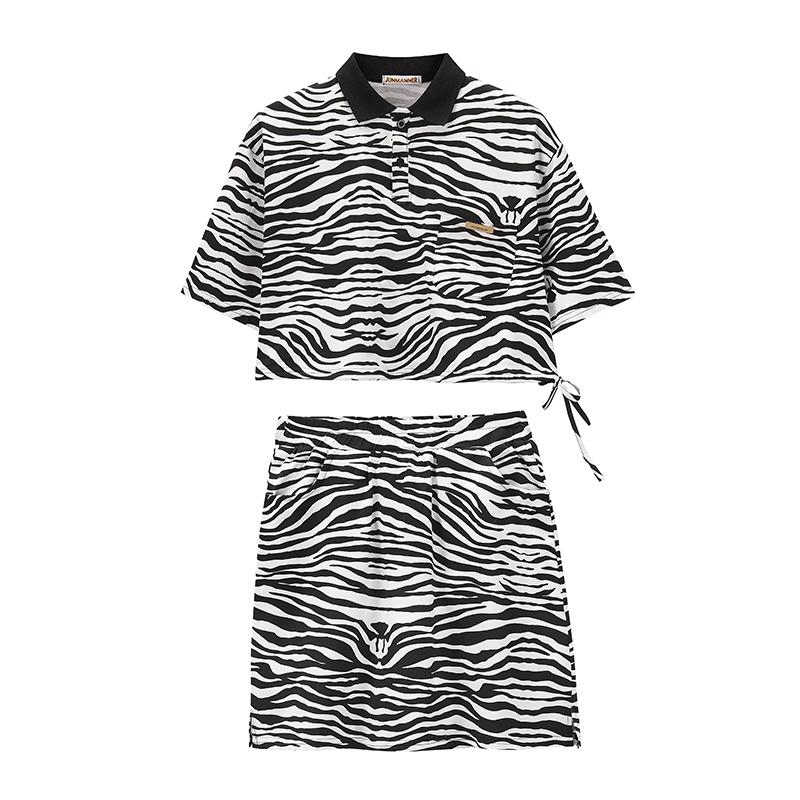 Fashion Ladies Stripe Print Two Piece Set Streetwear Women Summer Bandage Crop Top Skirt Tracksuit 2 2021 Dress