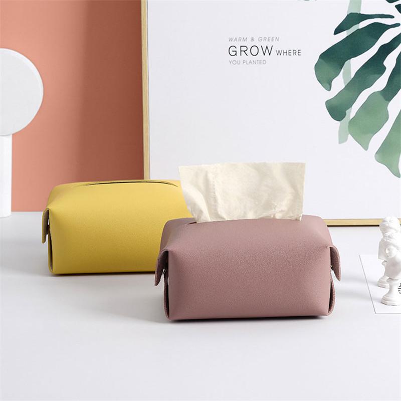 Tissue Boxes & Napkins Leather Box Case Removable Paper Towel Holder Rack Organizer For Living Room Bathroom Kitchen Home Accessories