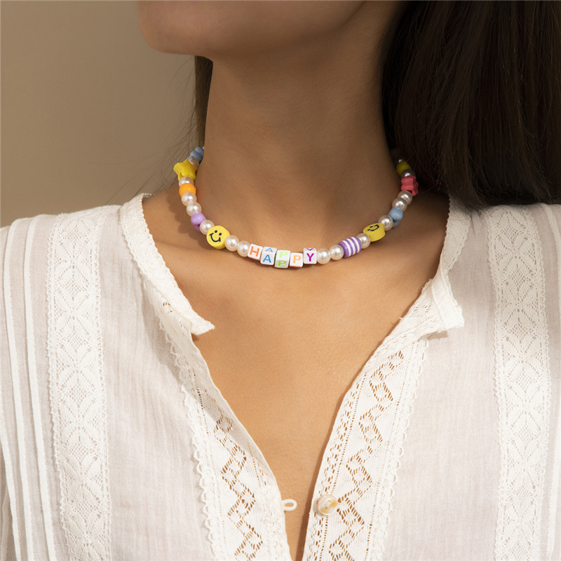 Bohemian Colorful Star Heart Beaded Necklaces Alloy Letter Imitation Pearl Chokers Chain Women Sweet Smile Flower Necklace Jewelry Wholesale
Bohemian Colorful Star Heart Beaded Necklaces Alloy Letter Imitation Pearl Chokers Chain Women Sweet Smile Flower Necklace Jewelry Wholesale